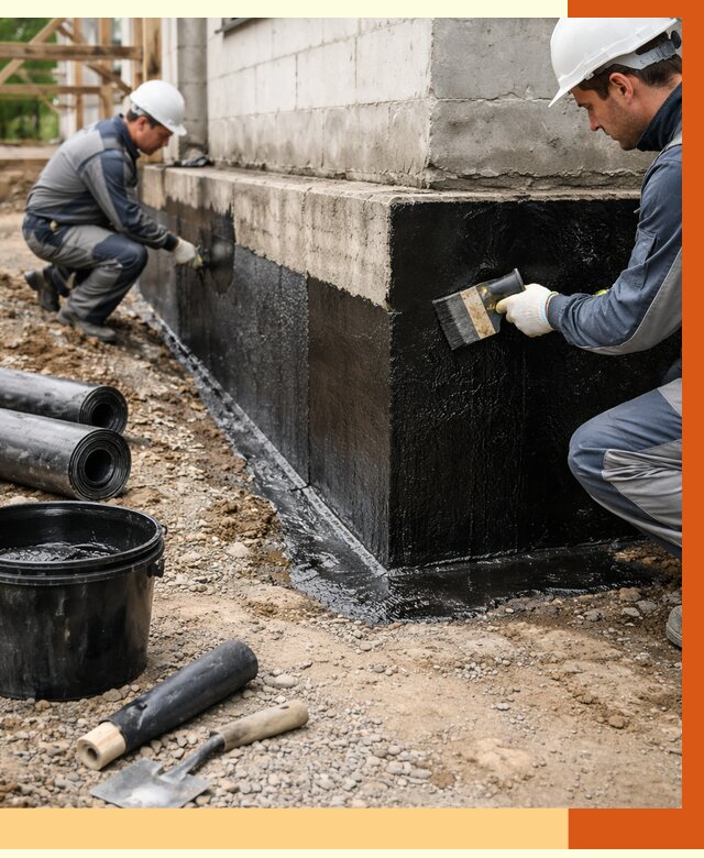 Гидроизоляция фундамента в Сестрорецке от 1281 руб. — профессионально, под ключ | ТепломастерСст